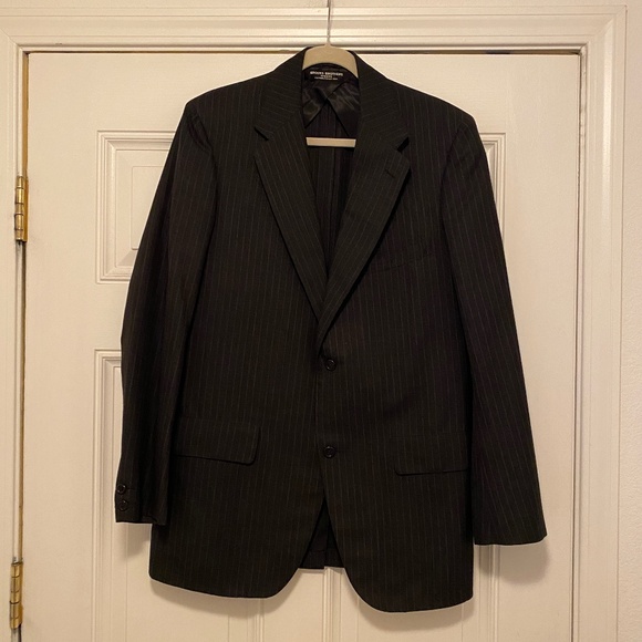 Brooks Brothers 1818 3 Piece Wool Suit, Black with Pinstripes - Picture 1 of 15